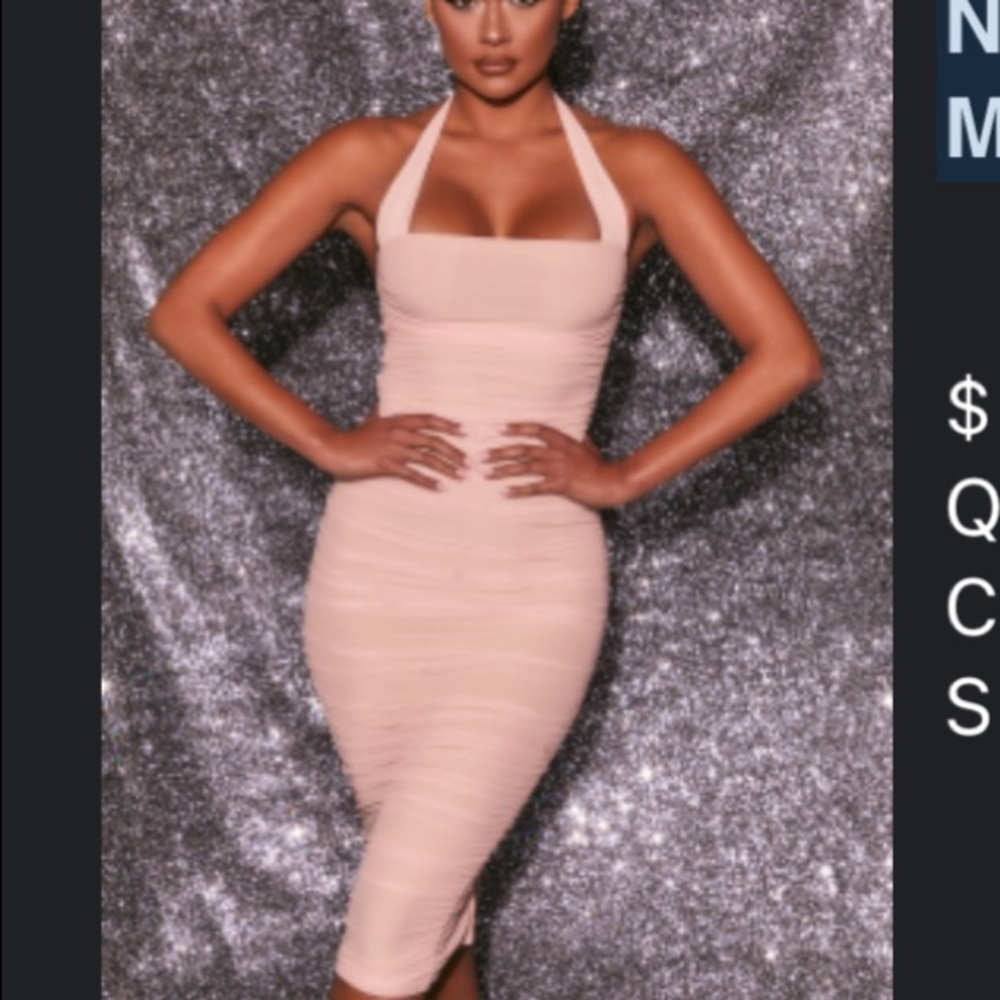 Halter Mesh Dress - Blush